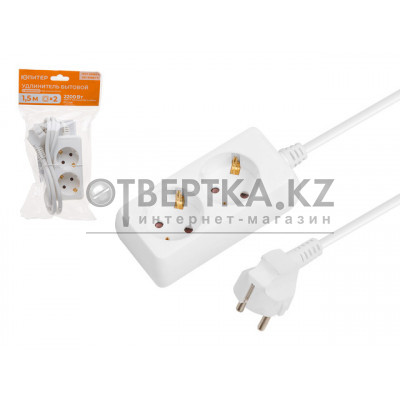 Удлинитель 1,5м (2 роз., 2,2кВт, с/з, ПВС 3х0,75) Юпитер JP8102-20