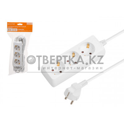 Удлинитель 5м (3 роз., 2,2кВт, с/з, ПВС 3х0,75) Юпитер JP8102-24
