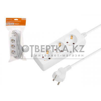 Удлинитель 7м (3 роз., 2,2кВт, с/з, ПВС 3х1) Юпитер JP8102-25