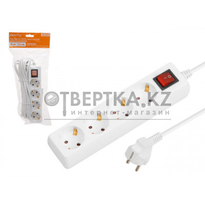 Удлинитель 5м (4 роз., 2,2кВт, с/з, выкл, ПВС 3х0,75) Юпитер JP8104-24