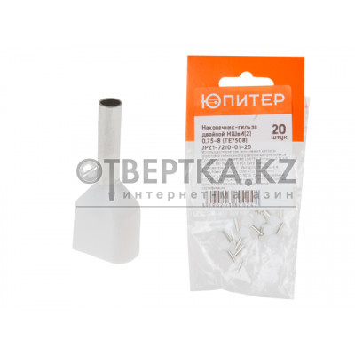 Наконечник-гильза двойной НШвИ(2) 0,75-8 (TE7508) (20 шт) Юпитер JPZ1-7210-01-20