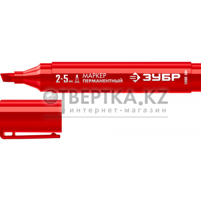 ЗУБР МП-300К красный, 2-5 мм, клиновидный перманентный маркер (06323-3)