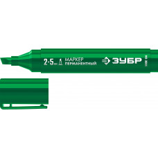 ЗУБР МП-300К зеленый, 2-5 мм, клиновидный перманентный маркер (06323-4) в Алматы