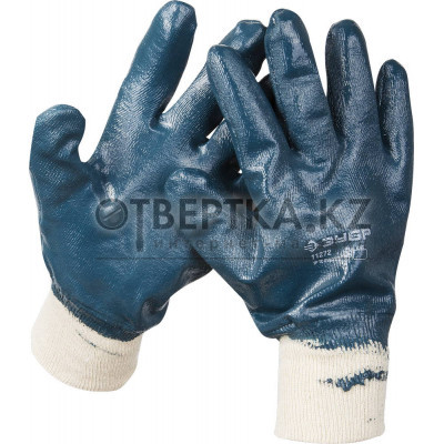 ЗУБР HARD XL (10), с манжетой, маслобензостойкие, износостойкие, перчатки с нитриловым покрытием, Профессионал (11272-XL)