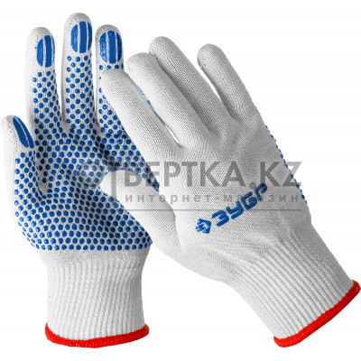 ЗУБР ТОЧКА+, L-XL, х/б перчатки с покрытием из ПВХ-геля, противоскользящие, точки увеличенного размера, 13 класс, Профессионал (11451-XL)
