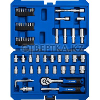 ЗУБР А-57, 57 предм., (1/4″), универсальный набор инструмента, Профессионал (27671-H57)