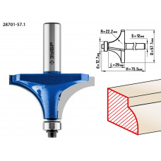 ЗУБР 57.1 x 29 мм, радиус 22 мм, фреза кромочная калевочная №1, Профессионал (28701-57.1) в Алматы