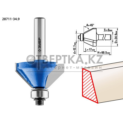 ЗУБР 34.9 x 16 мм, фреза кромочная калевочная (фасочная) №9, Профессионал (28711-34.9)