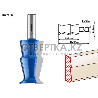 ЗУБР 32 x 57 мм, фреза кромочная калевочная №10, Профессионал (28721-32)