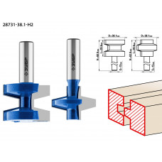 ЗУБР 38.1 x 28.6 мм, хвостовик 12 мм, набор фрез пазо-шиповых, Профессионал (28731-38.1-H2) в Актобе