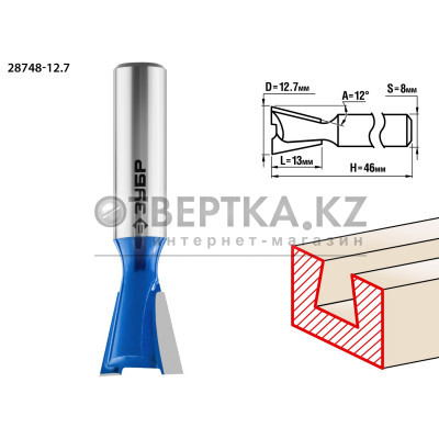 ЗУБР 12.7 x 13 мм, угол 12°, фреза пазовая фасонная ″Ласточкин Хвост″, Профессионал (28748-12.7)