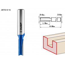 ЗУБР 6 x 16 мм, хвостовик 8 мм, фреза пазовая прямая, Профессионал (28753-6-16) в Актобе