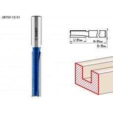 ЗУБР 12 x 51 мм, хвостовик 12 мм, фреза пазовая прямая с нижними подрезателями, Профессионал (28755-12-51) в Актобе