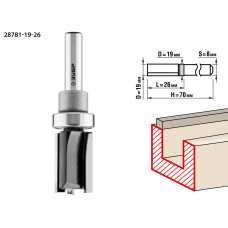 ЗУБР 19 x 26 мм, хвостовик 8 мм, фреза пазовая прямая с верхним подшипником, Профессионал (28781-19-26) в Актобе