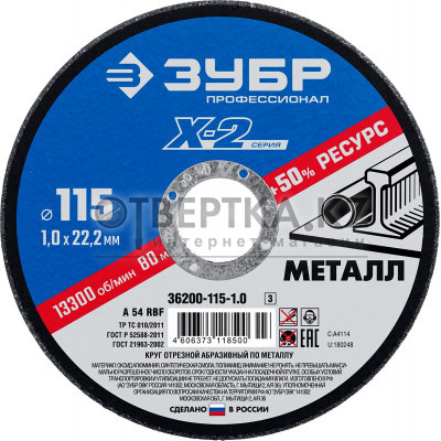 Круг отрезной Зубр 36200-115-1.0_z03