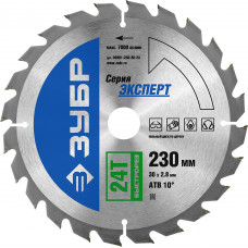 ЗУБР Быстрорез, 230 x 30 мм, 24Т, пильный диск по дереву, Профессионал (36901-230-30-24) в Атырау