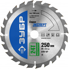 ЗУБР Быстрорез, 250 x 30 мм, 24Т, пильный диск по дереву, Профессионал (36901-250-30-24) в Атырау