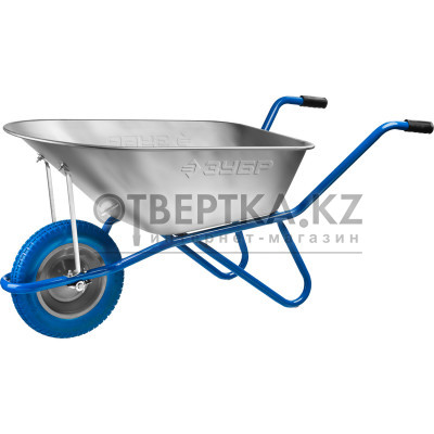 ЗУБР ПТ-100, 90 л, 180 кг, одноколесная, полиуретановое колесо, садовая тачка, Профессионал (39901) 39901_z01