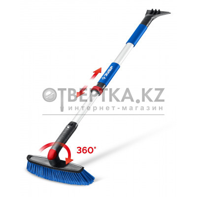 ЗУБР телескопическая щётка с поворотной головой от снега автомобильная, 860-1210 мм, Профессионал (61062)