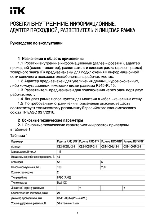 Инструкция для ITK CS5-12M-P
