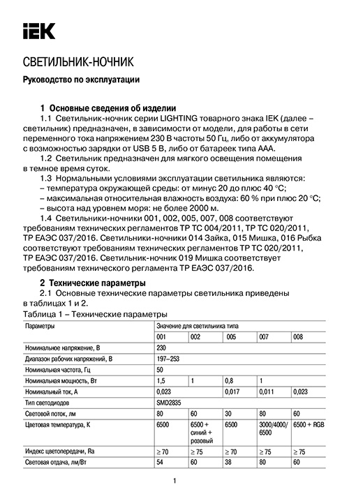 Инструкция для IEK LDNN0-008-RD-P-03-S-K01