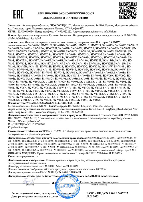 Сертификат для IEK SK-V22-0-10-K98