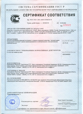 Сертификат соответствия для RUSSIA 62292
