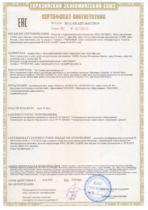 Сертификат на Строительный фен Ресанта ФЭ-2000ЭК