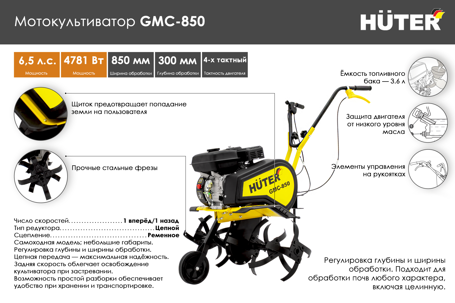 Культиватор Huter GMC-850